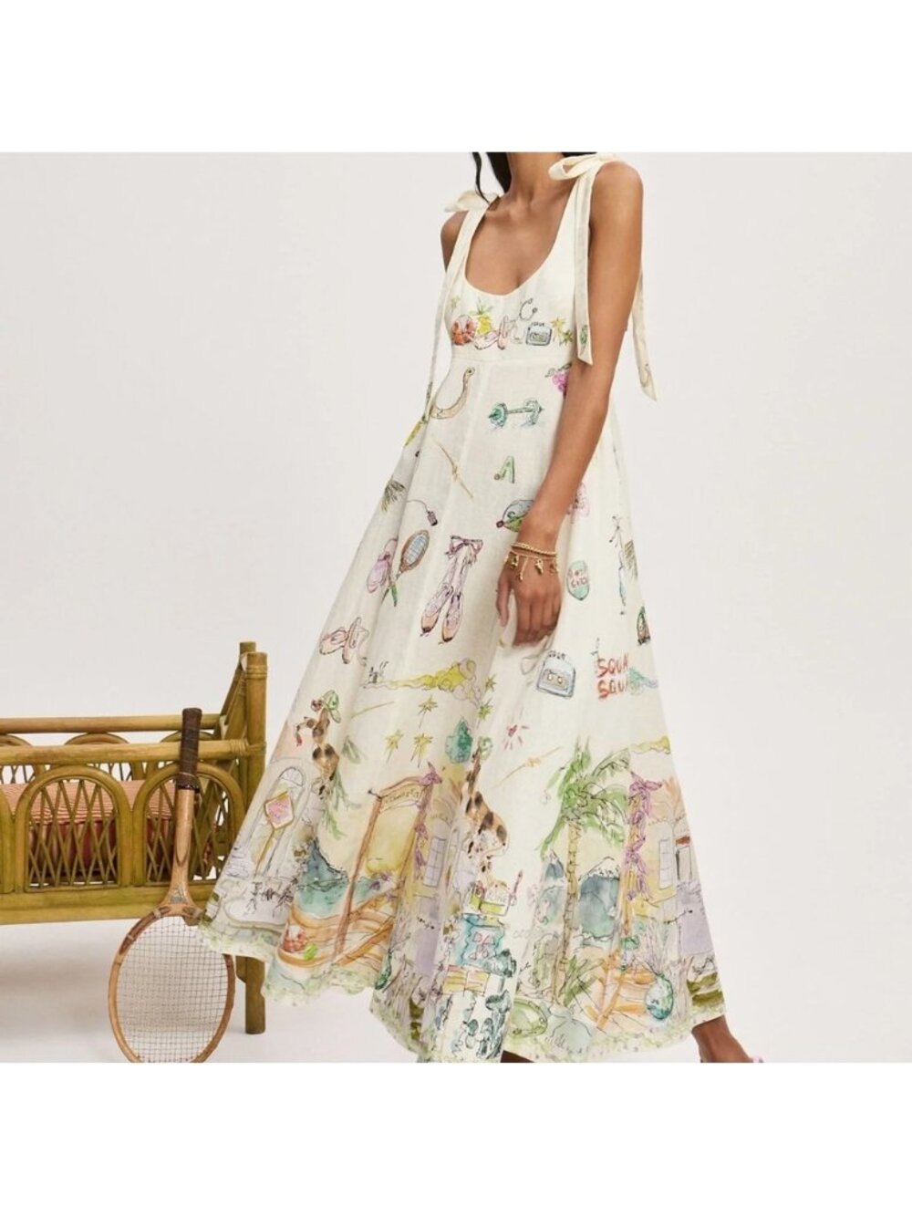 Alémais Anouk printed linen midi dress